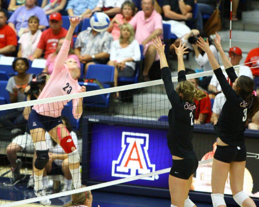 Gordon Bates / Arizona Daily Wildcat
Arizona Womens Volleyball vs Stanford at McKale Center on Friday, October 21 2011