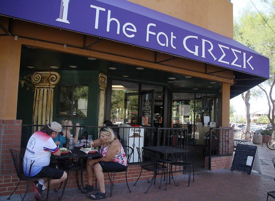 Kevin Brost / Arizona Daily Wildcat
Customers eat at The Fat Greek, a Greek restaurant on University Blvd. on Wednesday. The restaurant has seen a decrease in customers since the recession began.