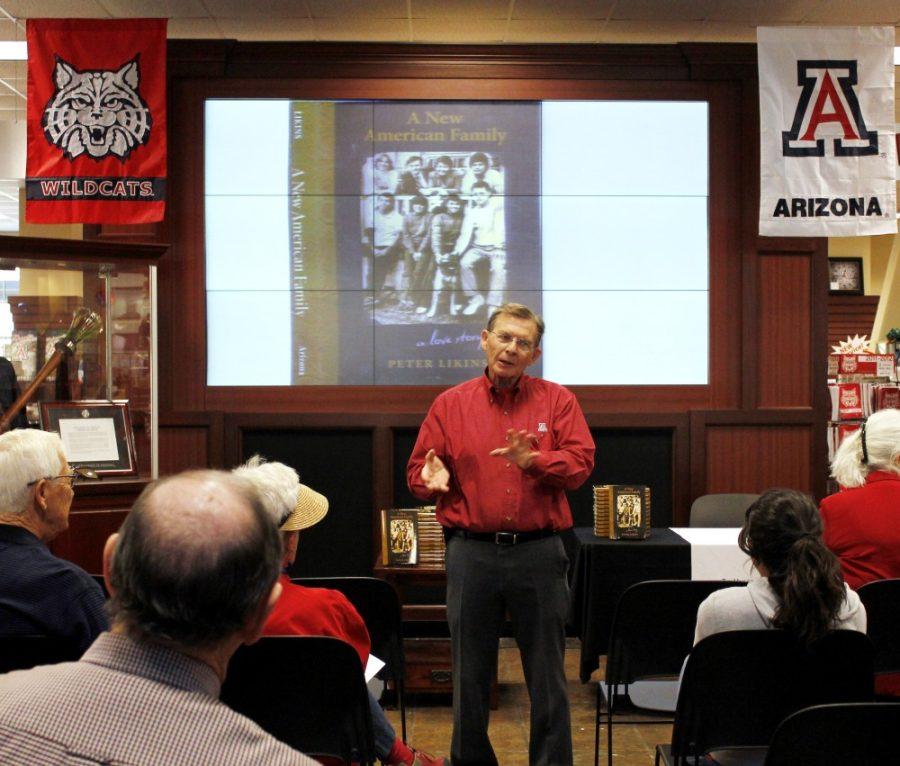 Amy+Webb+%2F+Arizona+Daily+Wildcat%0A%0APeter+Likins%2C+the+University+of+Arizona+President+from+1997-2006%2C+speaks+about+his+book+A+New+American+Family+during+Homecoming+weekend.++The+book+tells+his+diverse+familys+story.