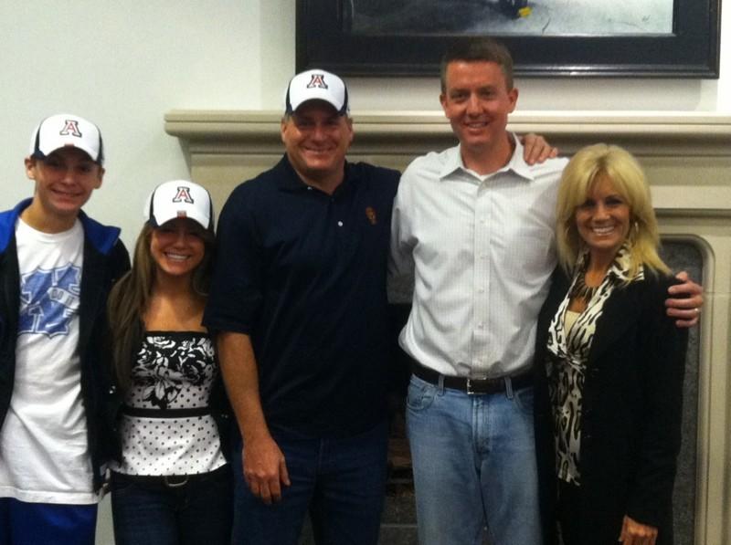 	Greg Byrne tweeted this photo of new Arizona head coach Rich Rodriguez and his family to announce the football coach’s hire.