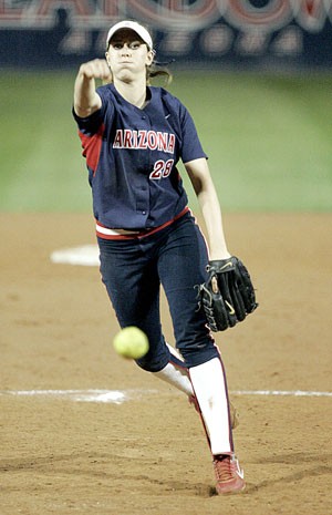 Freshman pitcher Lindsey Sisk tosses a pitch in an 11-5 Arizona win over Marshall Wednesday night at Hillenbrand Stadium. The Wildcats open up their Pac-10 season tonight at No. 5 Stanford.