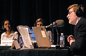 NPR's Neal Conan broadcasts an episode of 'Talk of the Nation' live from the Stevie Eller Dance Theater yesterday afternoon.