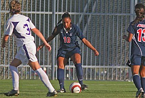 Sophomore defender Brianna Caceres corrals the ball in Arizonas 2-0 loss to No. 6 Portland Sept. 22 at Murphey Stadium. This weekend the Wildcats host another pair of Oregon schools that have also fallen to Portland earlier this season - Oregon and Oregon State - to start the Pacific 10 Conference season.