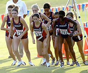 Members of the Arizona womens cross country team cross the starting line during the annual Dave Murray Invitational on Sept. 14 in Tucson. Both the men and women experienced somewhat of a rebuilding season. 