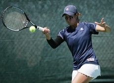 UA senior Danielle Steinberg returns the ball during a 7-0 Arizona win against Portland State on Friday at Robson Tennis Center. The Wildcats lost to ASU on Saturday in Tempe to close out the regular season as they fell by the score of 5-2.