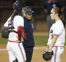 Mike Christy/ Arizona Daily Wildcat

Wildcat softball downs the Cardinal on a run-rule 12-4 victory Friday night at Hillenbrand Stadium.