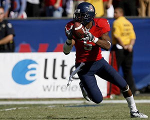 Former UA cornerback Antoine Cason corrals a punt during the Wildcats 34-27 Homecoming win over UCLA Nov. 3 at Arizona Stadium. Despite being recognized as the nations best defensive back as the 2007 Thorpe Award winner, it is not clear if Cason will be a late first-round pick or will fall to the second round of tomorrows NFL draft.