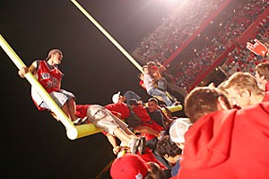 Students rush the field after the UA's victory over UCLA at 2005's Homecoming football game. In 2006, its 92nd year of homecoming celebrations, the UA has the fifth-oldest homecoming tradition among universities in the nation.