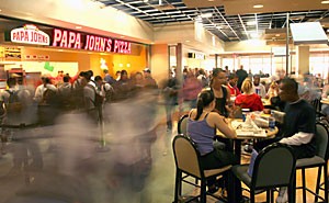 Students move through the food court of the Student Union Memorial Center. The Union offers students a variety of food for purchase, even if may be more expensive than off campus eats.