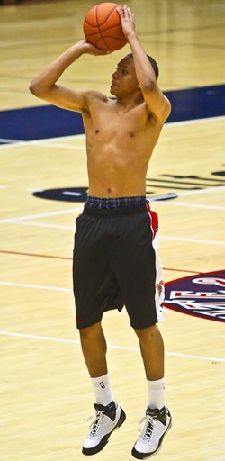 Five-star point guard recruit Abdul Gaddy, from Tacoma, Wash., takes a jump shot in McKale Center during a  scrimmage on Friday. Gaddy renewed his verbal commitment on Monday to play for head coach Lute Olson in 2009. 