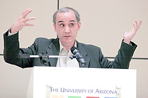 Jake Lacey / Arizona Daily Wildcat

Dan Barker, author of Loosing Faith In Faith spoke in the North Ballroom of the SUMC yesterday about his conversion from an evangelist to an atheist. Barker is a guest speaker of the Center For Inquiry Community of Southern Arizona. 