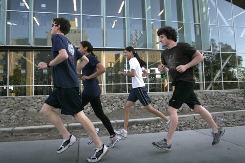 Ernie Somoza/ Arizona Daily Wildcat

From left, Kevin Maghvan, 22, Engineering Management, Elizabeth Merkhofer, 21, Philosophy, Natasha Mazumdar, 20, Evolutionary Biology, Kevin Puperret, 19, Optical Science, members of the Wildcat Running Club practice for the Ragnar Relay Series, being held on Friday in Tempe, AZ.
