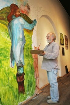 Liam Foley/ Arizona Daily Wildcat

Artist Cliff Brown paints a mural called Red Captain for a gallery called Hugo OConner Coming Home.  The purpose of the gallery is to alert citizens of Tucson about the Irish born founder of Tucson, Hugo OConner.