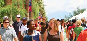 Countless students crowd the UA Mall during passing periods, creating hectic situations of dodging students on foot, bikes, and even the occasional golf cart.