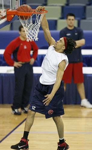 March 15, 2007 Arizonas Daniel Dillon goes up for a dunk during Arizonas practice round at the New Orleans Arena, Thursday, March 15, 2007 in New Orleans. Dillon was suspended indefinately by Lute Olson for breaking an unspecified team rule.