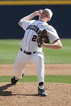 Former Arizona closer Mark Melancon pitches against UC Riverside Feb. 27, 2005, at Sancet Stadium. Melancon is expected to sign with the New York Yankees this week after they drafted him in the ninth round of Junes amateur draft. 
