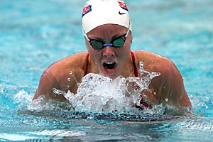 Arizonas Whitney Myers swims the 200-yard individual medley during a Jan. 12 meet against Stanford at Hillenbrand Aquatic Center, which the Wildcats lost 143-94. Myers and her teammates will participate in the NCAA Championships today through Saturday in Minneapolis, having finished third the past three seasons but never having taken home the national title.