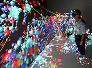 Research Specialist Marvin Landis stands in the virtual reality room in the Center for Computing and Information Technology building. Several departments at the UA have been using virtual reality technology to enhance their research.