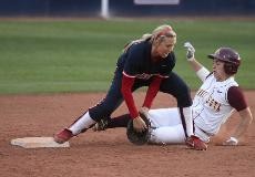 Arizona infielder Sam Banister tags out a Minnesota baserunner during a 10-4 Wildcat win at Hillenbrand Stadium on March 6. The Wildcats posted a 5-1 record during the Hillenbrand Invitational over the weekend.