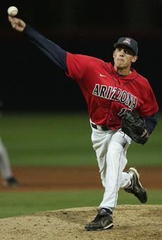 UA sophomore Daniel Workman hurls a pitch toward home plate during an 8-5 UA loss to Oklahoma State on March 11 at Sancet Stadium. The Wildcats play three games at Stanford this weekend.