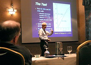 Former astronomy professor Ramesh Narayan presents a lecture on astrophysical evidence for black holes yesterday afternoon as part of a three-day conference held Jan. 22-24 at Tucson Marriott University Park. Leading scientists from around the world met with the shared purpose of rethinking the current understanding of gravity. 