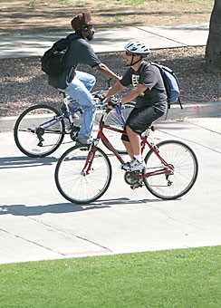 Riding a bike on campus can be a faster and easier way to get to and from classes.  If youre thinking about getting a bike, remember to purchase a lock; Tucson ranks No. 1 in the nation for property crime.