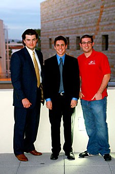 Anthony Stuart, left, Brad Wulff and Tommy Bruce were officially announced yesterday as candidates for Associated Students of the University of Arizona president.
