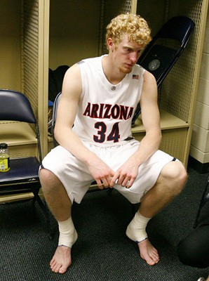 March 16, 2007 Arizonas Chase Budinger sits in the locker room after  Arizonas first round NCAA tournament game against Purdue, Friday March 16, 2007 at the New Orleans Arena in New Orleans. Arizona lost to Purdue 72-63. 