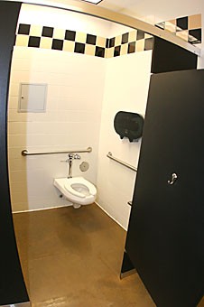 A stall from the mens restroom on the 4th floor of the Student Union Memorial Center.