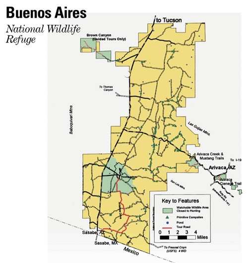 A map of the Buenos Aires National Wildlife Refuge, which UA alum and volunteer with No More Deaths Walt Staton is convicted of littering full water bottles for border crossers in. 