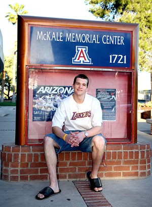 Chris Moran, a freshman majoring in finance who works in the finance department of Arizona Athletics in the McKale Center. Moran is heading a movement to start a sports management minor at the UA.