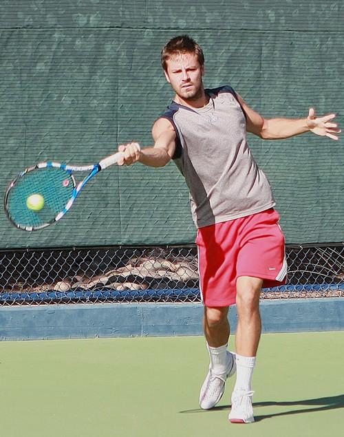 Gordon Bates/Arizona Daily Wildcat

UofA Wildcat tennis player Andres Carrasco practicing at the UofA Lenelle Rodson Tennis Courts for the upcoming competition.