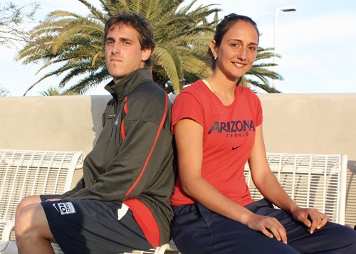 Rodney Haas / Arizona Daily Wildcat
Georgia transfers Borja Malo, left and Alexandrina Naydenova, right. Transfered from the University of Georgia and so far this year are undefeated in both singles and doubles play. 