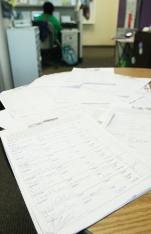 Several pages featuring more than 2,000 signatures make up the Women Resource Centers petition for increased funding.