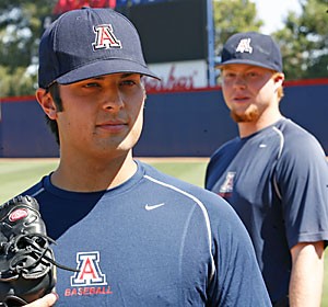 With closer Daniel Schlereth, left, out with torn cartilage since the start of the Pac-10 season, freshman Jason Stoffel, right, has filled in with three saves in five appearances, and hasnt allowed a run during the conference slate. Schlereth will return this weekend, but Stoffel will continue with closing duties for now.