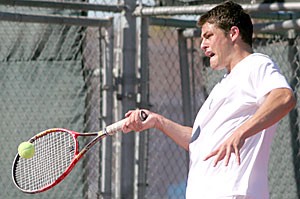 Wildcat senior tennis player Daniel Andrus, returning a shot, has been one of many reasons why the Arizona mens tennis team has opened its season 6-0. The road gets tougher from here for the Wildcats, as they travel to Los Angeles this weekend for their first road matches of the year.