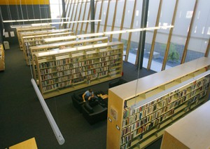 Wide arrays of books and studying spots allow students to lay back and relax while getting lost in the works of their favorite poet in the Poetry Center.  