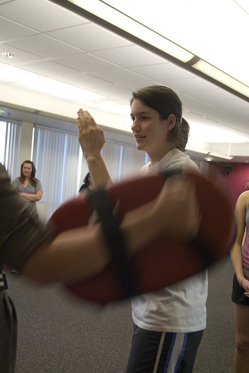 Valentina Martinelli / Arizona Daily Wildcat

Students learn RAD self-defense protection techniques at campus health on Thursday April 28, 2011. RAD is a comprehensive course that emphasizes training in awareness, prevention, risk reduction and risk avoidance.