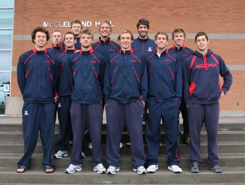Gordon Bates / Arizona Daily Wildcat
The UA mens swim team made a special visit to the Eller College of Business on Thursday morning, January 28th. The visit included an enthusiastic trunks on streak through the classroom.