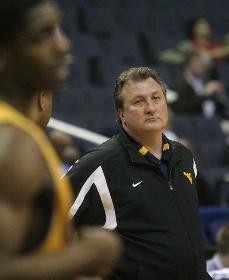 West Virginia coach Bob Huggins looks on during his teams practice Wednesday afternoon in the Verizon Center in Washington, DC.  Coaches Huggins and ONeill have coached against eachother in the past. 