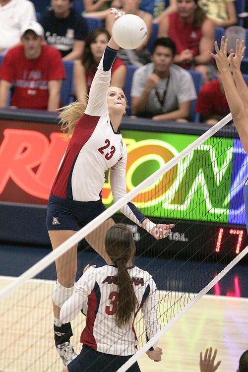Michael+Ignatov+%2F+Arizona+Daily+Wildcat%0A%0AUniversity+of+Arizona+Volleyball+team+meets+UCLA+in+an+NCAA+womens+volleyball+match+at+McKale+Center%2C+Tucson%2C+Ariz.%2C+September+26%2C+2009.+Arizona+fell+to+UCLA+3-1%2C+earning+its+first+loss+of+the+season.