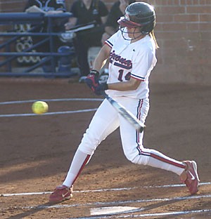 UA second baseman Chelsie Mesa rears back for a pitch in Arizonas 6-2 win over Creighton last night at Hillenbrand Stadium. The game was the last home game for the Wildcats until April 6, when they have a two-game series against ASU.