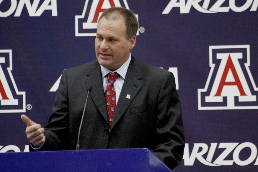 Rich Rodriguez speaks during the press conference to officially announce his appointment to the head coach of UA football, on 22 Nov. 2011.  

Keith Hickman-Perfetti/ Arizona Daily Wildcat