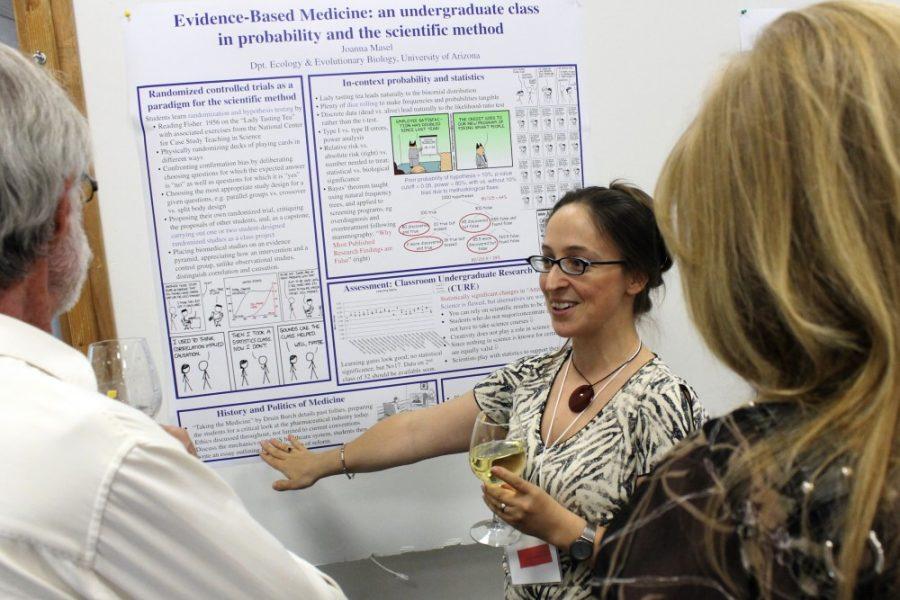 Robert Alcaraz/Arizona Summer Wildcat

Joanna Masel, Department of Ecology & Evolutionary Biology at the UA, presents her project on medicine at the BioMath conference last Thursday.
The conference was held over the course of three days and featured works from biologists and math professors.