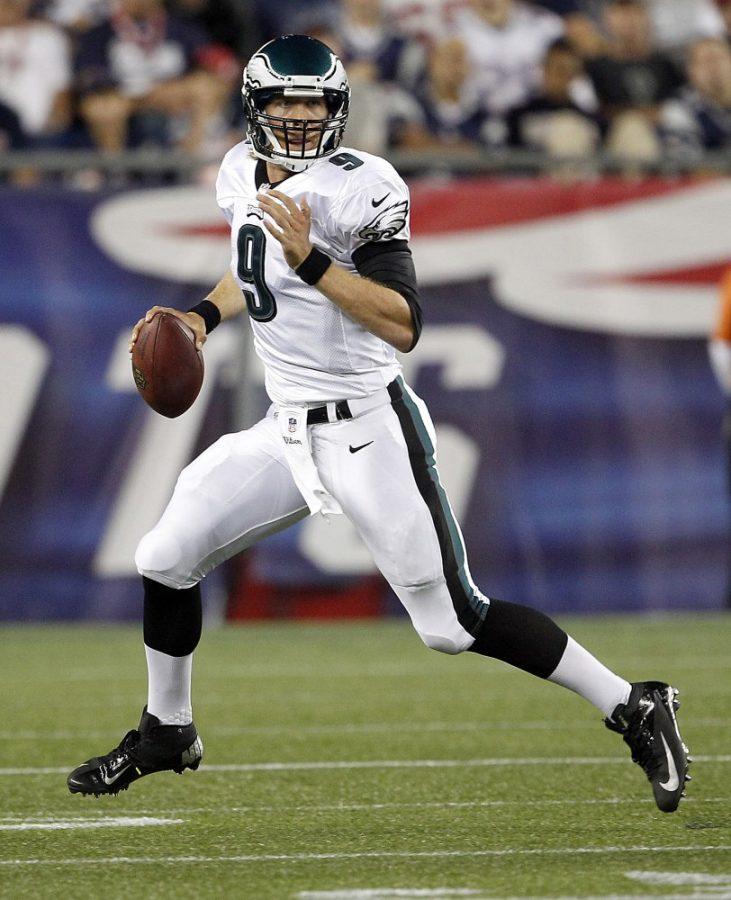 Philadelphia Eagles quarterback Nick Foles runs with the ball in the third quarter of a preseason game against the New England Patriots at Gillette Stadium in Foxboro, Massachusetts on Monday, August 20, 2012. The Eagles defeated the Patriots, 27-17. (Yong Kim/Philadelphia Daily News/MCT)
