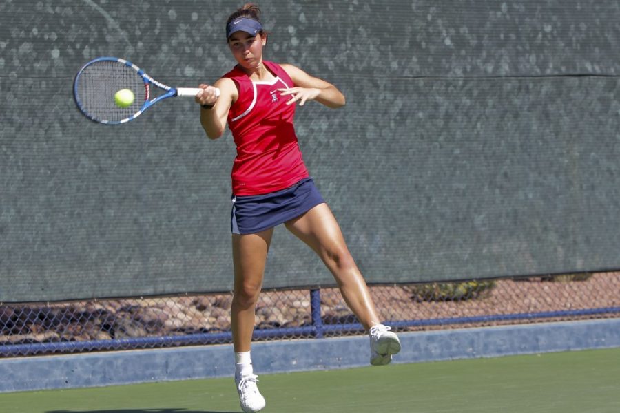 Gordon Bates / Arizona Daily Wildcat

Kim Stubbe, now a junior tennis player, practices on Feb. 18, 2102.