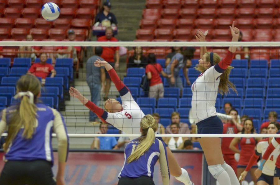 Colin Prenger / Arizona Daily Wildcat

UA volleyball vs Washington on Sept. 22, 2012.

