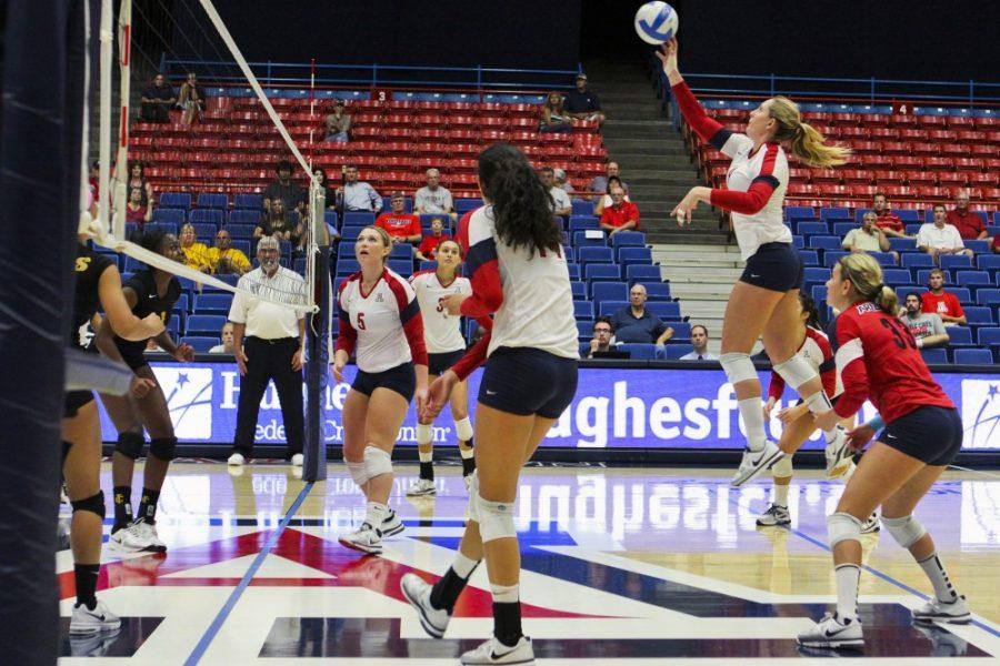 Larry Hogan/Arizona Daily Wildcat

The UA volleyball team faces off against Iona in McKale Center on Friday, Sept. 6, 2012.