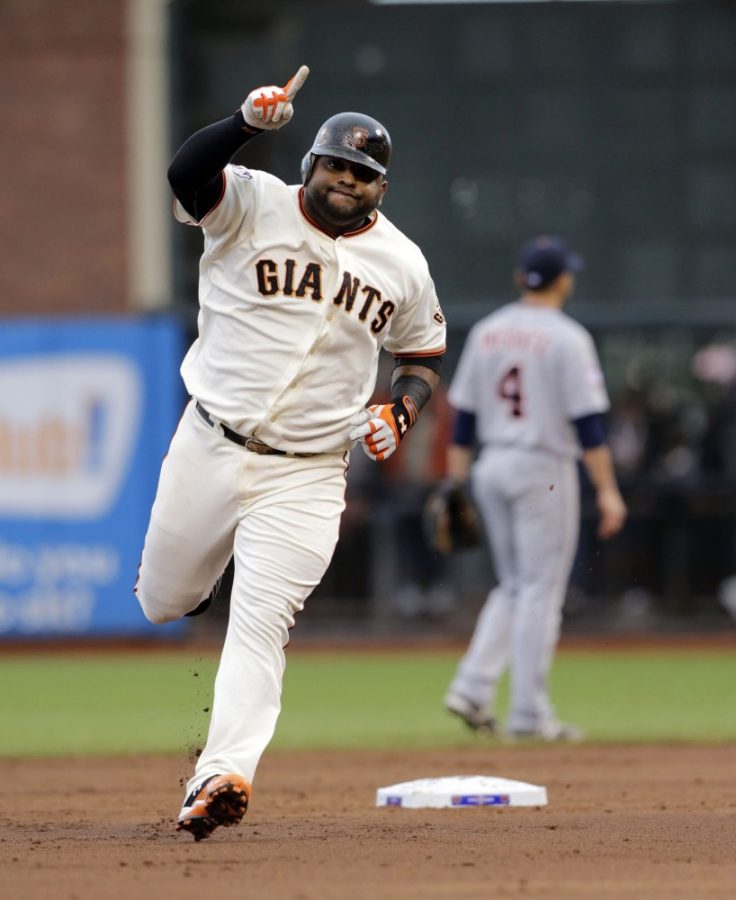 Pablo+Sandoval+of+the+San+Francisco+Giants+celebrates+his+solo+home+run+in+the+first+inning+against+the+Detroit+Tigers+in+Game+1+of+the+World+Series+at+AT%26amp%3BT+Park+on+Wednesday%2C+October+24%2C+2012%2C+in+San+Francisco%2C+California.+%28Gary+Reyes%2FSan+Jose+Mercury+News%2FMCT%29