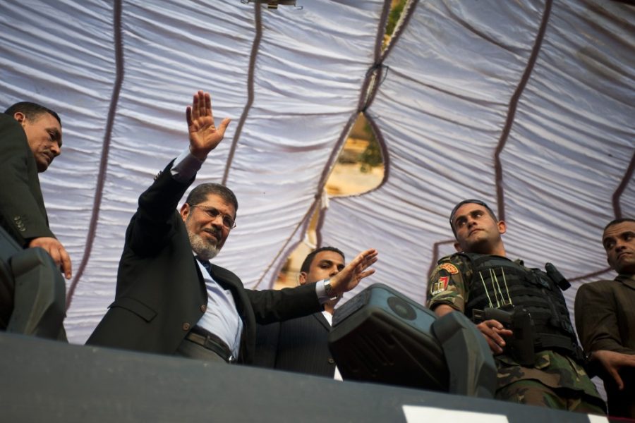 Egyptian+President-elect+Mohammed+Morsi+addresses+tens+of+thousands+of+supporters+in+Tahrir+Square+in+Cairo%2C+Egypt%2C+Friday%2C+June+29%2C+2012.+He+wore+no+bulletproof+vest.+%28James+Lawler+Duggan%2FMCT%29